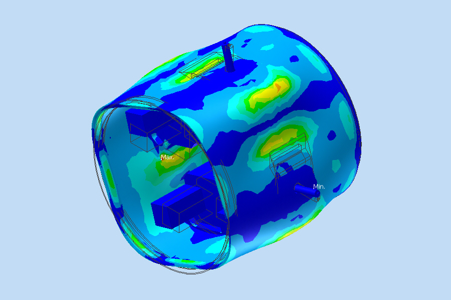 Spannungsverteilung im Modul durch die Torsion der Luftkräfte: Konzeption der Ruder-Stellantriebe (Raumtransporter-Technologieträger SHEFEX-2)